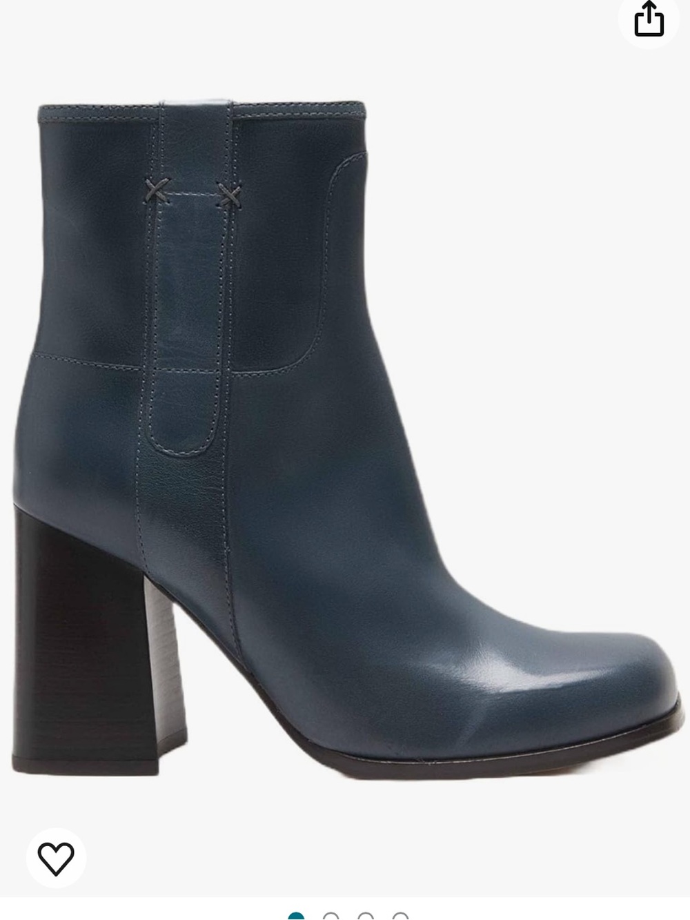 Free People Blue Naomi Leather Block Heel Ankle Boot